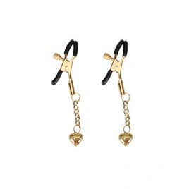 Зажимы для сосков с подвеской Liebe Seele Hollow Heart Nipple Clamps Gold