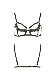 Бюстгальтер-стрепы с кружевом Passion Exclusive SOLON BRA L/XL, black