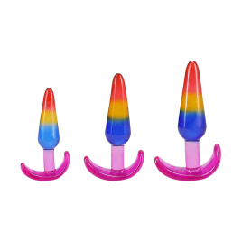 Набір анальних пробок Doc Johnson Crystal Jellies - Anal Trainer Set - Rainbow (м'яте паковання!!!)