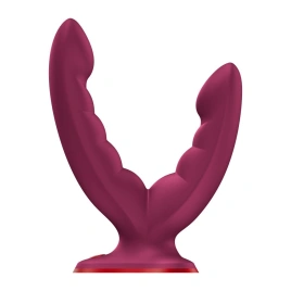 Двойной фаллоимитатор Fun Factory RYDE Wine Red, гибкие стволы, присоска