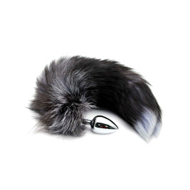 Металева анальна пробка Лисячий хвіст Alive Black And White Fox Tail S (м'яте паковання!!!)