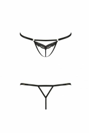 Откровенные трусики-стрепы с кружевом Passion Exclusive SOLON THONG L/XL, black
