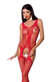Бодистокинг с имитацией чулок и ажурной вставкой Passion BS072 red