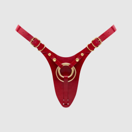 Трусики для страпона Strap-On-Me Leatherette Harness Fabulous - One Size - Red Glossy