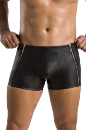 Мужские кожаные боксеры с молниями Passion 049 SHORT MATT S/M Black