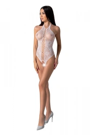 Бодистокинг с имитацией корсетной шнуровки Passion BS094 One Size, white, цветочный узор, с доступом