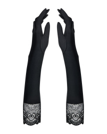 Високі рукавички з каменями та мереживом Obsessive Miamor gloves, black