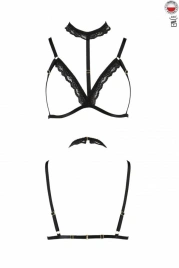 Бюстгальтер-стрепы с чокером Passion Exclusive SHELLY BRA S/M, black