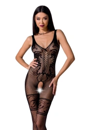 Бодистокинг Passion BS069 black, комбинезон, имитация чулок и боди