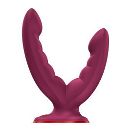 Подвійний фалоімітатор Fun Factory RYDE Wine Red, гнучкі стовбури, присоска