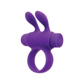 Эрекционное виброкольцо S Pleasures Premium Rabbit Ring фиолетовое, со съемной вибропулей и ушками