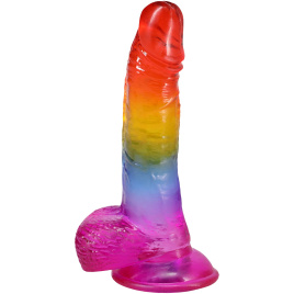 Фалоімітатор Doc Johnson Crystal Jellies - Realistic cock with balls 8.5 Inch - Rainbow