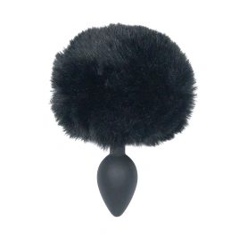 Анальная пробка с хвостом Punishment - Bunny Tail Silicone Anal Plug - Black