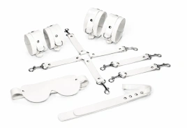 Набор Feral Feelings BDSM Kit 5 White, наручники, поножи, крестовина, маска, паддл