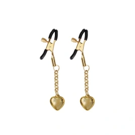 Зажимы для сосков с подвеской Liebe Seele Solid Heart Nipple Clamps Gold