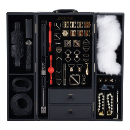 БДСМ-набір LOCKINK All-in-1 BDSM Play Kit, чорний, шкіра з тисненням, предмети для бондажу, шибарі, ваксплею
