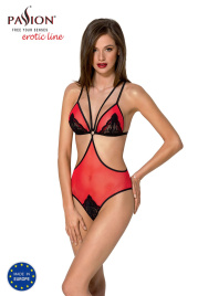 Напівпрозоре боді з мереживом Passion PEONIA BODY L/XL red