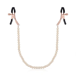 Зажимы для сосков с жемчужной цепочкой Rosy Gold - Nipple Clamps Pearls