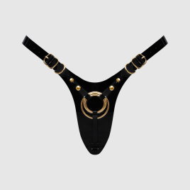 Трусики для страпона Strap-On-Me Leatherette Harness Fabulous - One Size - Black Glossy