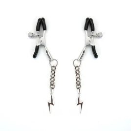 Затискачі для сосків Liebe Seele Lightning Nipple Clamps Silver, підвіска-блискавка