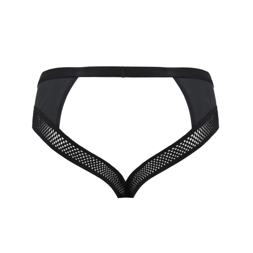 Мужские трусы с цепочкой Passion 030 SLIP TOM S/M Black, экокожа, открытые ягодицы фото 12