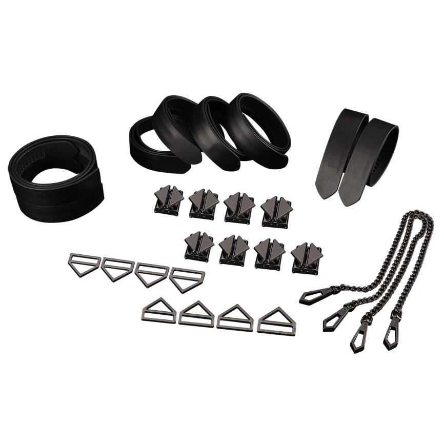 Набор для бондажа LOCKINK 8-Bondage-Straps Restraint Set, черный 8 ремней из натуральной кожи фото 7