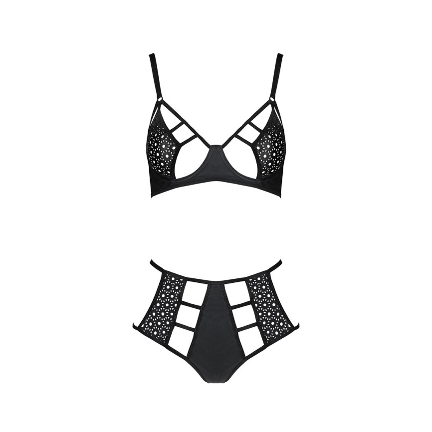 Комплект білизни Passion TASMINA SET XXL/XXXL black, ліф, високі трусики з корсетом ззаду фото 13