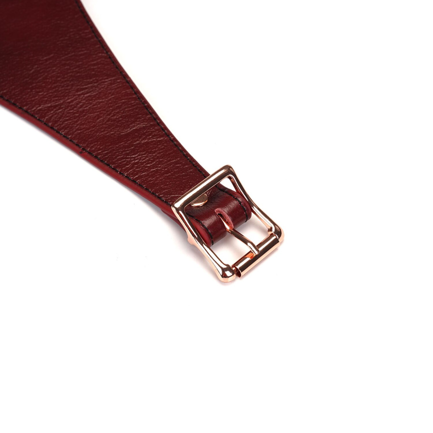 Шкіряні трусики для страпона Liebe Seele Wine Red Strap on Harness, універсальний розмір фото 8