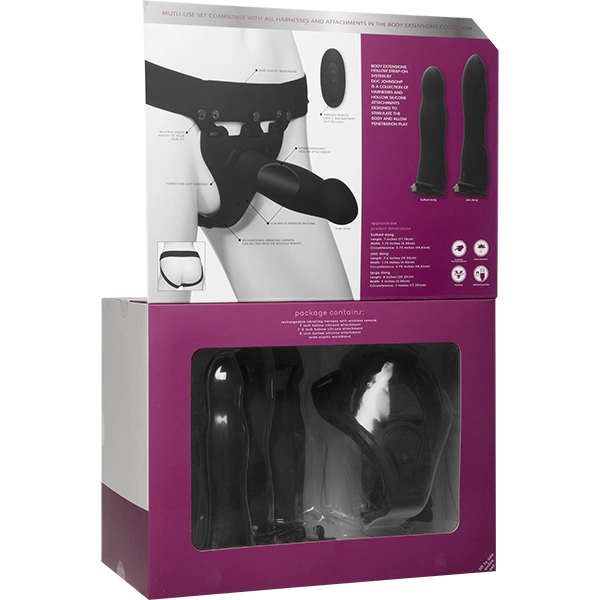 Набор для страпона с вибрацией Doc Johnson Body Extensions - BE Naughty - Black фото 8