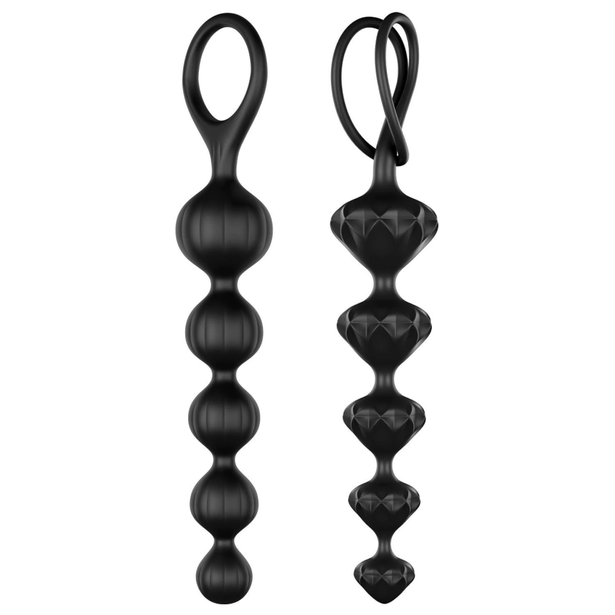 Набор анальных бус Satisfyer Beads Black, силикон, макс. диаметр 3,3 см и 3,5 см фото 1