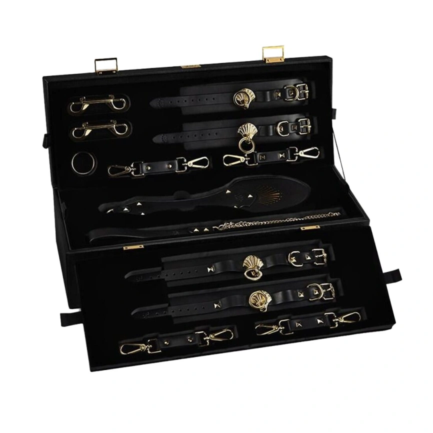 Роскошный набор для BDSM Zalo Bondage Play Kit, 10 аксессуаров в кейсе, кожа, кристалл Swarovski фото 1