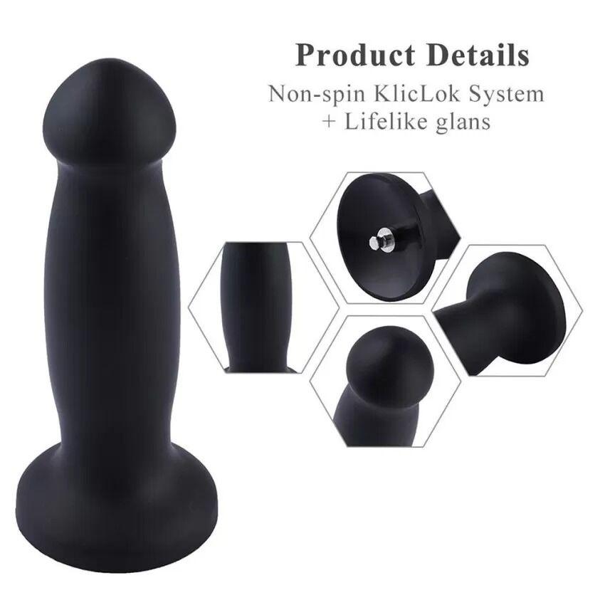 Силіконовий фалоімітатор для секс-машин Hismith 7.2" Black Silicone Anal Dildo, система KlicLok фото 11