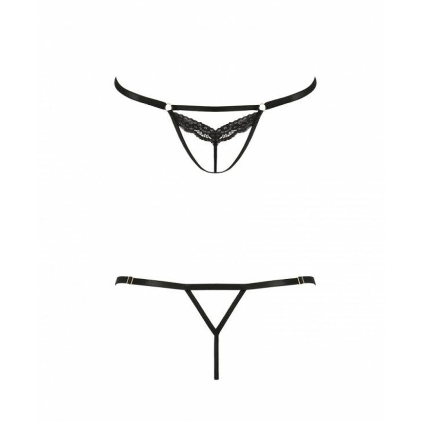 Відверті трусики-стрепи з мереживом Passion Exclusive SOLON THONG XXL/XXXL, black фото 5
