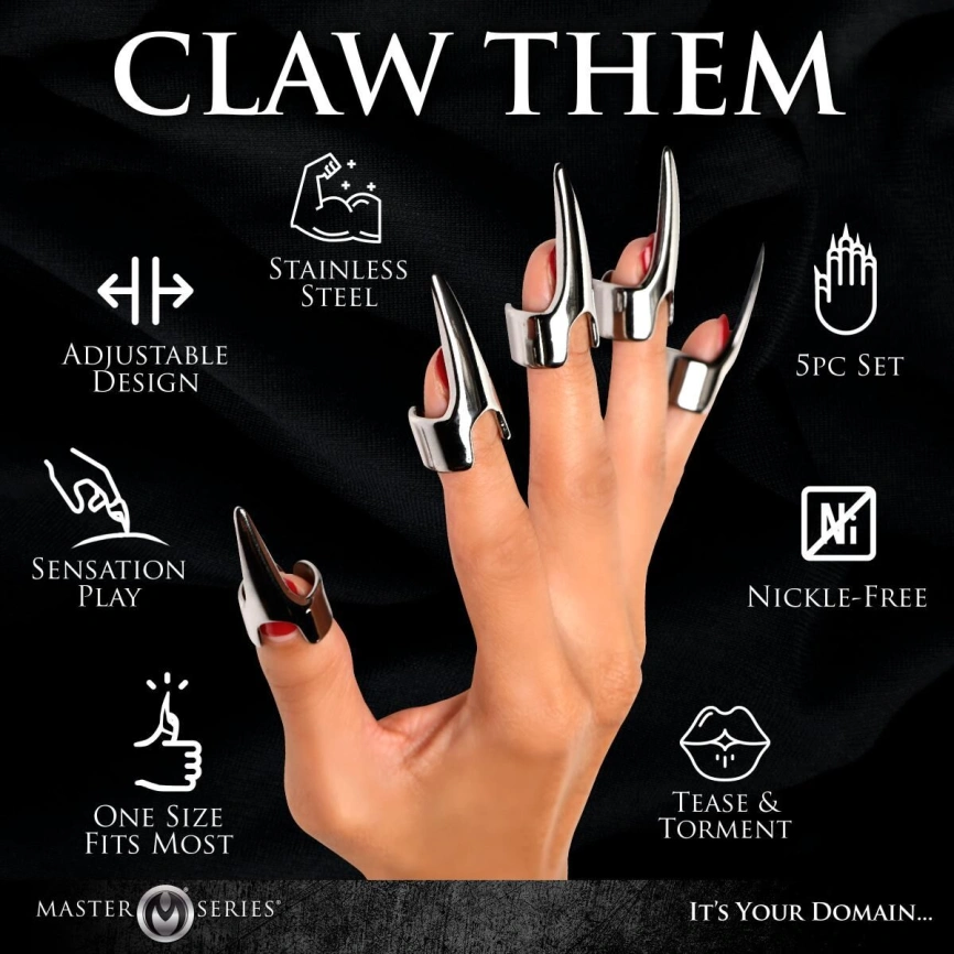 Набор колец с когтями Master Series Five-Piece Sensation Claw Rings - Silver фото 8