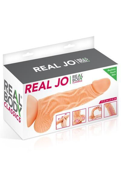 Фалоімітатор із рухомою крайньою плоттю Real Body — Real JO, діаметр 4 см, TPE фото 3