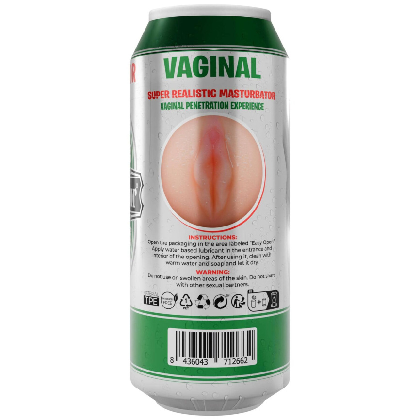 Мастурбатор-вагіна Alive Heineken Vagina II у вигляді банки пива, реалістичний фото 7