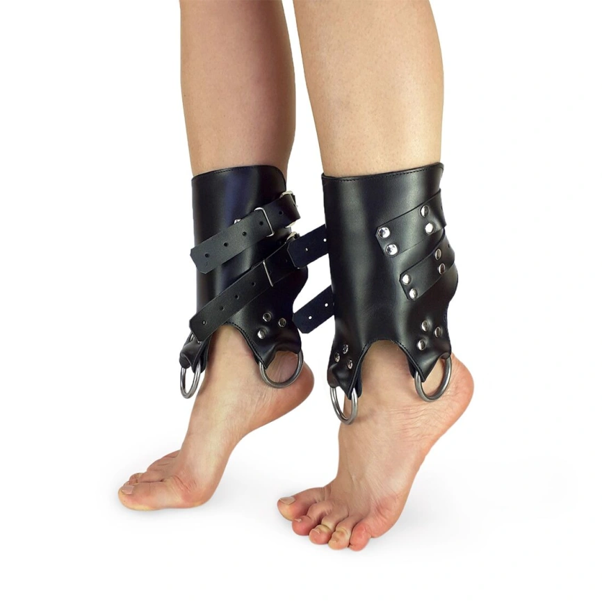 Поножи-манжеты для подвеса за ноги Art of Sex – Leg Cuffs For Suspension, черные, натуральная кожа фото 5