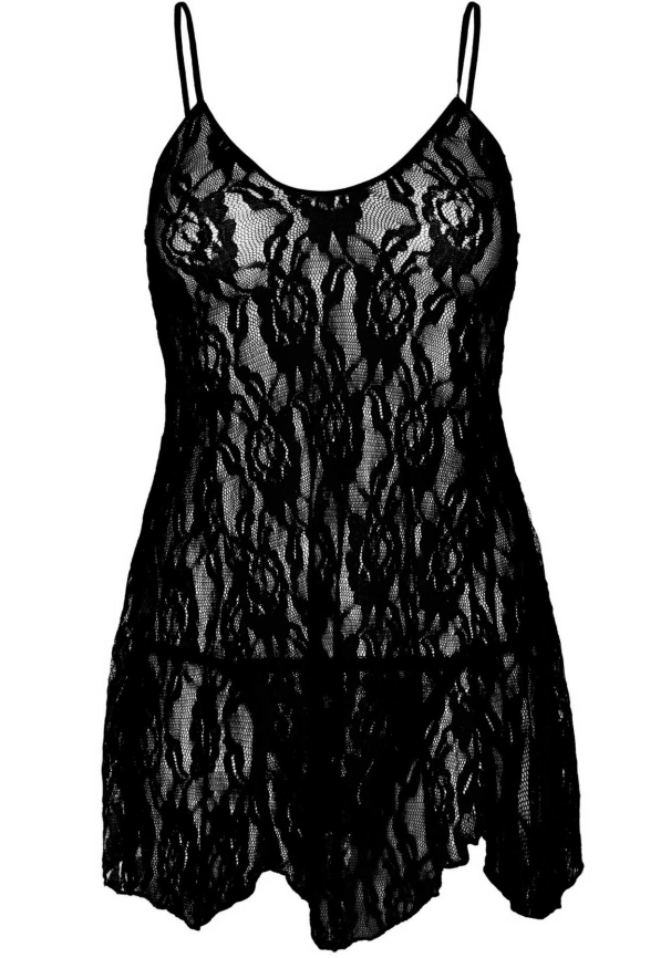 Сорочка беби-долл Leg Avenue Rose Lace Flair Chemise Black, One Size фото 3