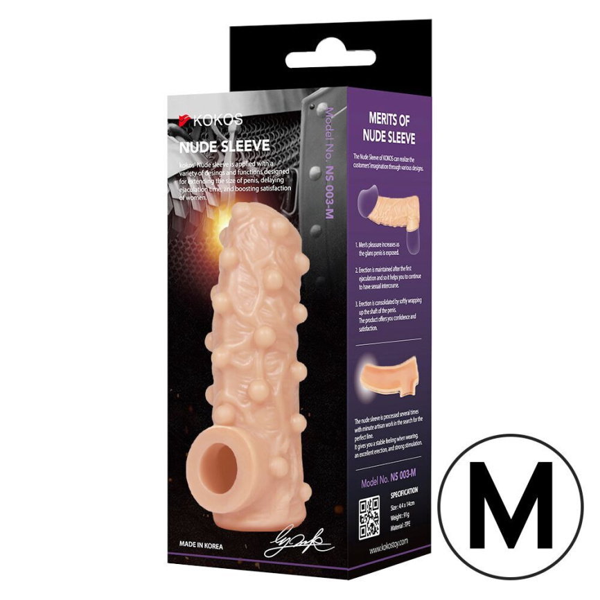 Насадка на член Kokos Nude Sleeve NS 001 M (м'яте паковання!!!) фото 5