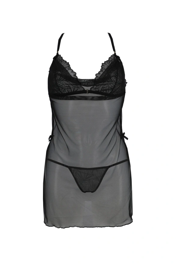 Сорочка Passion DELIENA CHEMISE XXL/XXXL black, стринги с заниженной талией фото 3