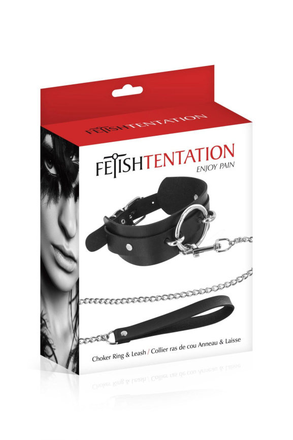 Нашийник великим кільцем та з повідцем Fetish Tentation Ring and Leash фото 1