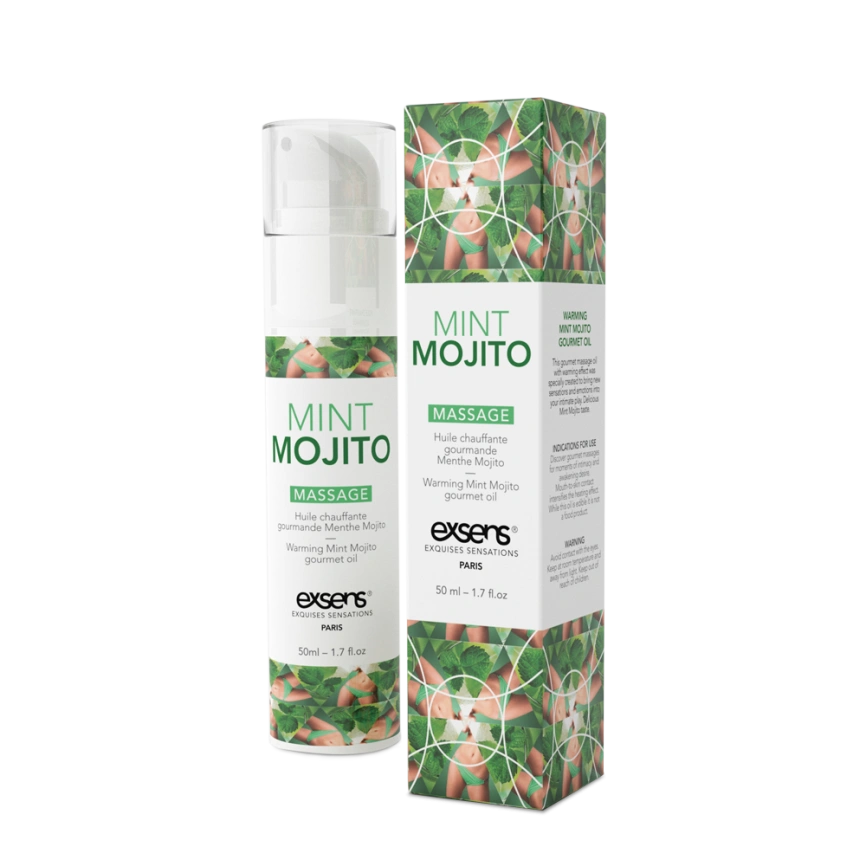Массажное масло EXSENS Mojito 50мл разогревающее, без сахара, без парабенов, съедобное фото 1