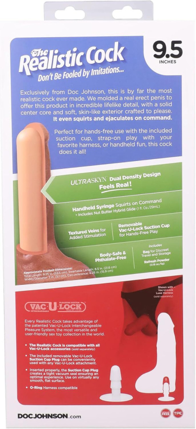 Фалоімітатор, що кінчає Doc Johnson The Realistic Cock ULTRASKYN - Squirting 9,5 Inch Chocolate фото 9
