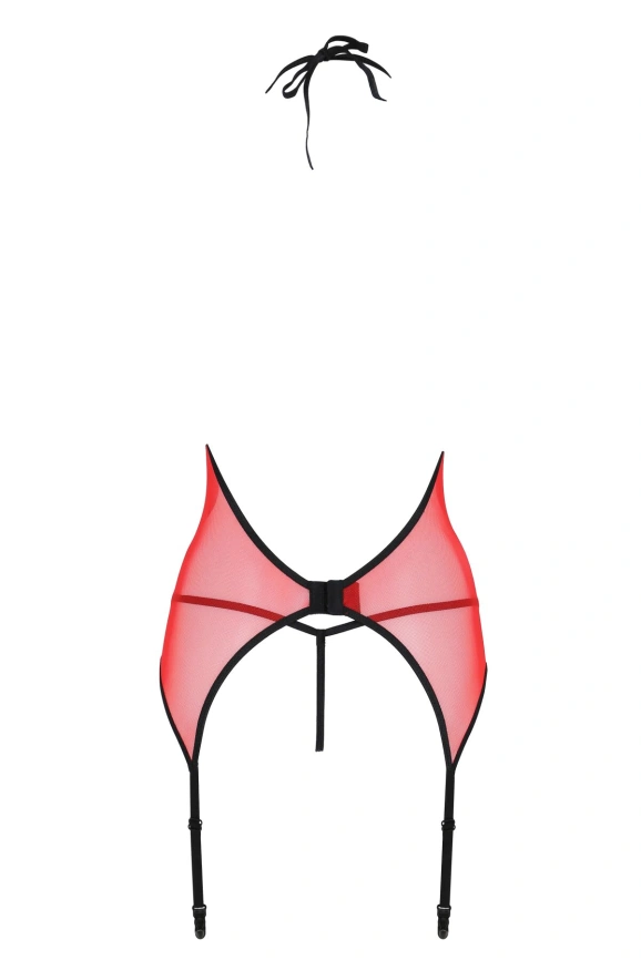 Корсет с пажами для чулок Passion PEONIA CORSET S/M red, стринги фото 4