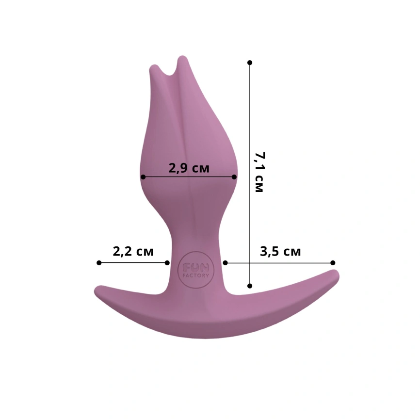 Анальная пробка Fun Factory BOOTIE FEM, розовая, в виде бутона, диаметр 2,9 см, тонкий ограничитель фото 2
