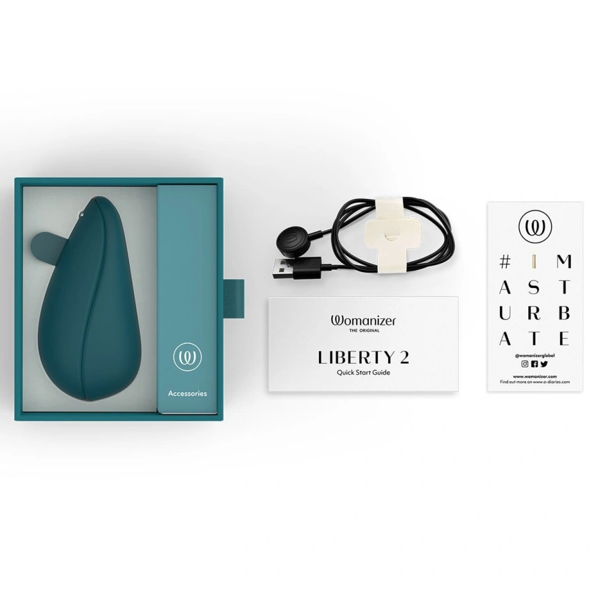 Вакуумный клиторальный стимулятор Womanizer Liberty 2 Dark Petrol, 8 режимов, магнитная крышечка фото 7