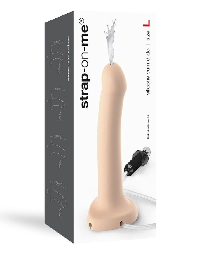Кончающий фаллоимитатор Strap-On-Me Dildo Cum Flesh, диаметр 3,6см, силикон, насадка для страпона фото 6