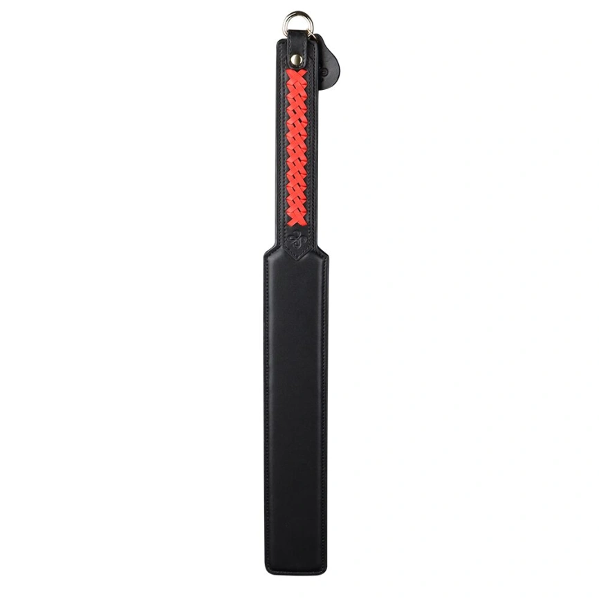 Паддл LOCKINK SEVANDA Braided-handle Spanking Paddle, черно-красный, гладкий, с плетением на ручке фото 4
