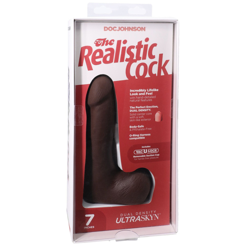 Фалоімітатор Doc Johnson The Realistic Cock ULTRASKYN - 7 Inch with Balls Chocolate фото 8