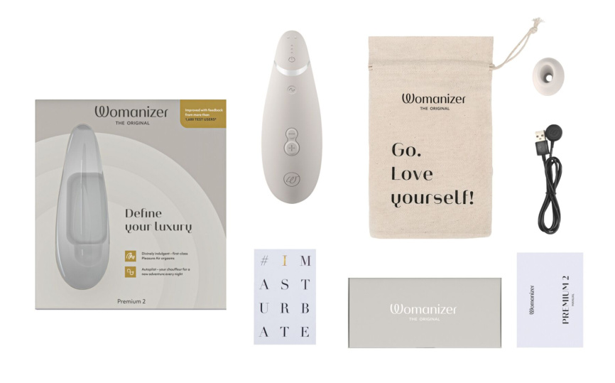 Вакуумний кліторальний стимулятор Womanizer Premium 2 - Grey, функції Autopilot та Smart Silence фото 6